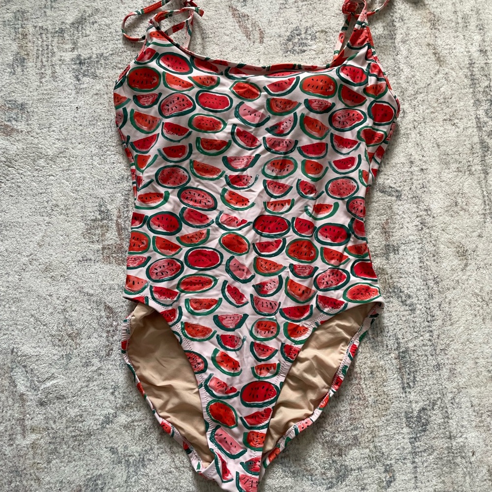 J. Crew One-Piece Swimsuit with Watermelon Print in Red, Green, Pink